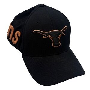 VTG Zephyr Texas Longhorns Fitted Hat Black Burnt Orange Horns Spellout 7 5/8